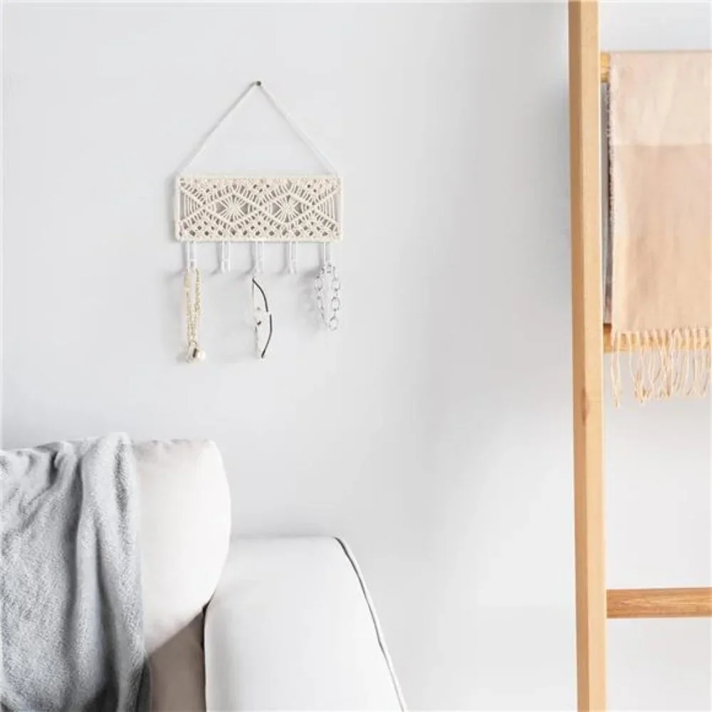 Small Decorative Macrame Key Holder Boho Home Decor